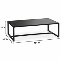 Table basse moderne en acier, table centrale rectangulaire pour salon avec cadre métallique fin, design minimaliste avec revêtement en poudre