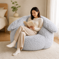 Fauteuil Poire à Bas Prix en Forme de Lapin, Meuble Moderne en Peluche Longue pour Adultes et Enfants, Idéal pour la Salle Familiale