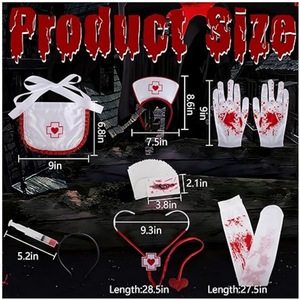 Accesorio de maquillaje único para mujer, estilo oscuro, con diseño de manchas de sangre, para <span class=keywords><strong>disfraz</strong></span> de enfermera o <span class=keywords><strong>doctora</strong></span> de terror, festivo y peculiar, transfronterizo - Product Image 2