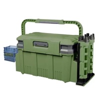 Boîte de pêche à double couche de grande capacité 19,5 L, boîte de rangement portable en PP avec emplacements pour porte-cannes
