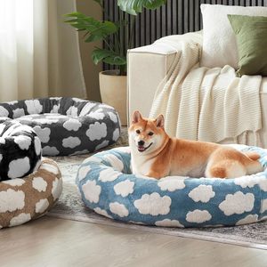 Cama Redonda para Cães Pequenos Donut, Cama para Gatos de Interior com Capa Removível e Lavável, Cama Ortopédica Fofa de Jacquard Peludo para Animais de Estimação - Product Image 5