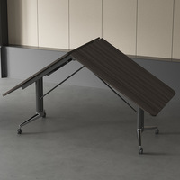 Table de conférence pliante en bois massif MEKIA avec roulettes, design moderne, bureau informatique mobile, 10 places, usage commercial, garantie 5 ans