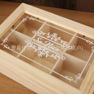 Caja de Almacenamiento de Escritorio de Madera Maciza con Seis Compartimentos, Tapa Acrílica, Organizador de Joyas, Color Natural, Rectangular - Product Image 5