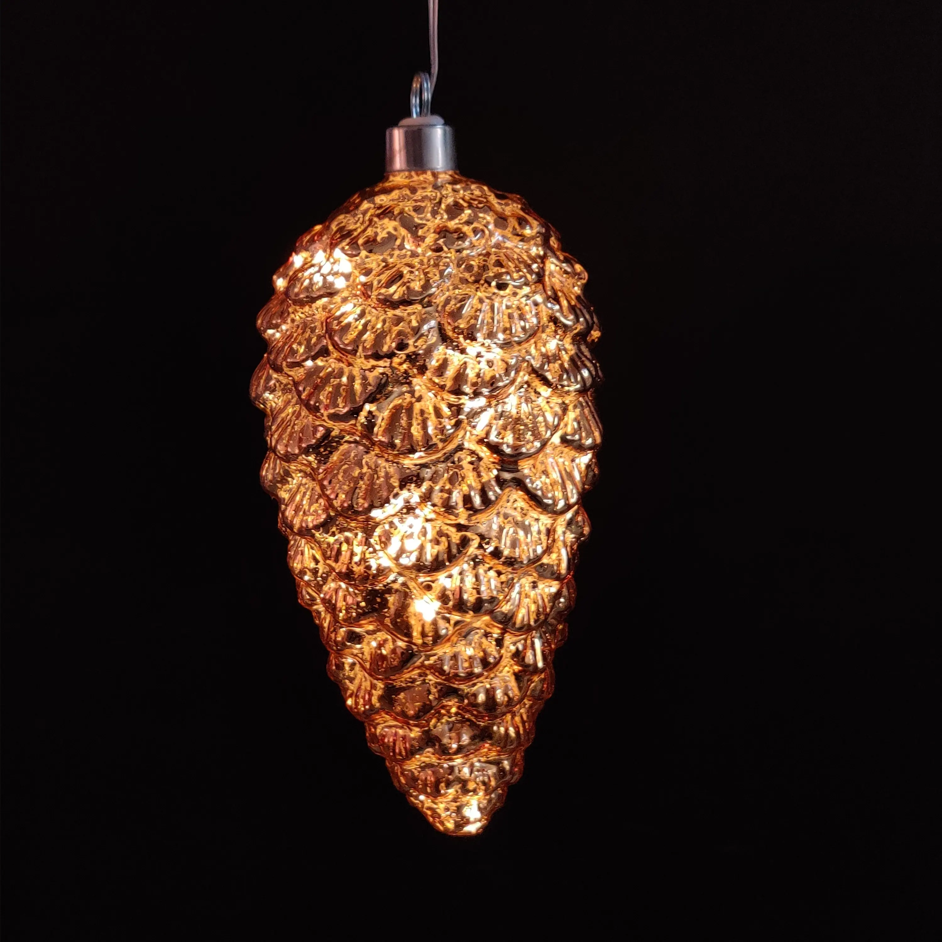 Lampes led brillantes en forme de cône de pin doré, décoration de noël, nouveau style, suspension, verre