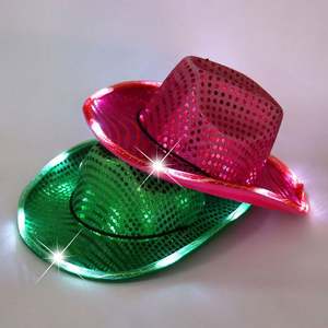 Sombreros de Vaquero Unisex con Lentejuelas LED para Halloween, Venta al por Mayor, Accesorio Festivo para Fiestas del Oeste, Iluminación para Viajes al Aire Libre - Product Image 1