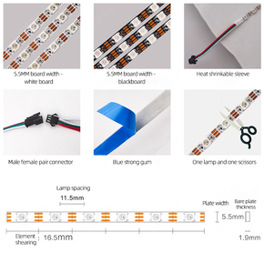 Tira de luz direccionable de 5V, 30 60Leds de ancho, 5mm, matriz Flexible, Color mágico, píxeles, tiras <span class=keywords><strong>Led</strong></span> inteligentes, 5050 Rgb Ws2812, tira de luz - Product Image 3