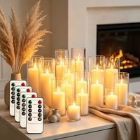 Bougies LED sans flamme 3D de 10 pouces à bouton tactile rechargeables, blanc chaud, scintillantes, avec télécommande, pour mariages et Diwali