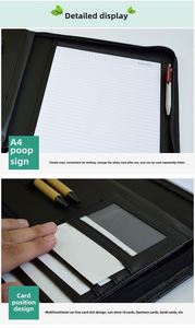 Premium Custom Logo Leather <b>A4</b> Manager Zipper Folder PU Material Multipocket for and Office <b>Files</b> - Product Image 4