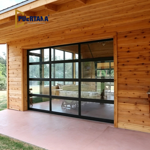 Portes de <span class=keywords><strong>garage</strong></span> sectionnelles en aluminium noir contemporaines et modernes avec verre dépoli pour les maisons - Product Image 1