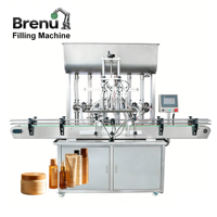 Remplisseur volumétrique automatique à 4 têtes Brenu |   Offre Spéciale : Remplissage Liquide pour Bouteilles et Gobelets de Détergent, Sauce, Confiture, Pâte, Beurre de Cacahuète