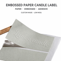 Étiquette autocollante en papier gaufré pour bougies, texture en relief personnalisée pour bocaux en verre et emballages cadeaux, faible MOQ