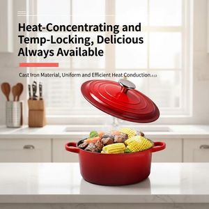 Ensemble de cuisson multifonctionnel <span class=keywords><strong>en</strong></span> <span class=keywords><strong>fonte</strong></span> émaillée de sept pièces avec couvercle <span class=keywords><strong>en</strong></span> métal et <span class=keywords><strong>faitout</strong></span> - Product Image 4