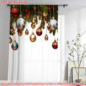 COSENNATUR Rideau transparent de Noël imprimé sur mesure 100 % polyester avec passe-tringle, impression numérique 2D, décoration de fenêtre pour les fêtes - Product Image 1