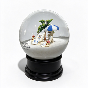 Maßgefertigte Harz-Schneekugel Florida Strand-Szene Souvenir Glaskugel mit Palme Strandliege Sonnenschirm Großhandel Individuelles Logo - Product Image 5