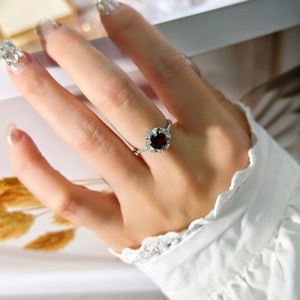 Anillo de Dedo Ajustable con Flor de Plata de Ley 925, 9 Piezas, con Cristal Natural Redondo de 7mm, Chapado en Oro, Joyería Antideslustre para Mujer - Product Image 5