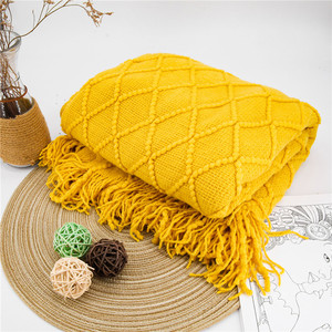 Cheap Super Soft Run Acrylic Textured Solid Decorative <strong>Throw</strong> Lightweight Knitted Blanket <strong>for</strong> <strong>Bed</strong> and Sofa - Product Image 3