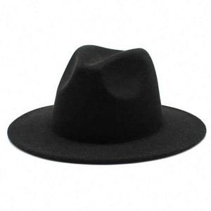 Wholesale Formal Casual <b>Flat</b> Wide Brim Fedora <b>Hat</b> for Unisex Adults Burgundy Solid Color Polyester/Cotton 4 Season Use - Product Image 5