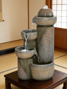 <span class=keywords><strong>Fontaine</strong></span> de table rustique à bols superposés - Cascade apaisante pour bureau et salon - Product Image 4