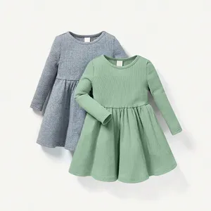 Cotone organico a costine per bambini abiti da bambina personalizzati vestiti a manica lunga per bambini e ragazze eco friendly vestiti per bambini