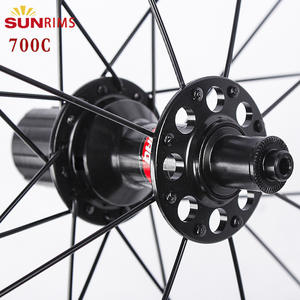 Roues de vélo de route Sunrims 700C, moyeux de frein V, alliage d'aluminium, libération rapide, avant et arrière, 28H, rayons légers - Product Image 1