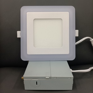 Hot bán 6inch 12W + 8W 3cct Led Vuông mỏng Bảng điều chỉnh trần ánh sáng màu xanh + trắng Chế độ 3 chế độ được chuyển bất kỳ thời gian ETL ES 3000k4000k5000k - Product Image 2
