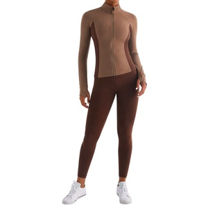 Ensemble de sport trois pièces pour femme Lu, taille haute, respirant, couleur nude, motif uni, pour la salle de sport, la course à pied en plein air, le yoga - Product Image 6