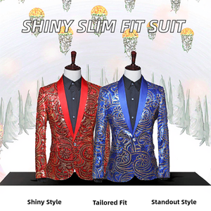 Blazer brillant ajusté à sequins pour hommes, grande taille, à fermeture éclair, idéal pour les performances en boîte de nuit, DJ et chanteurs - Nouvelle collection - Product Image 2
