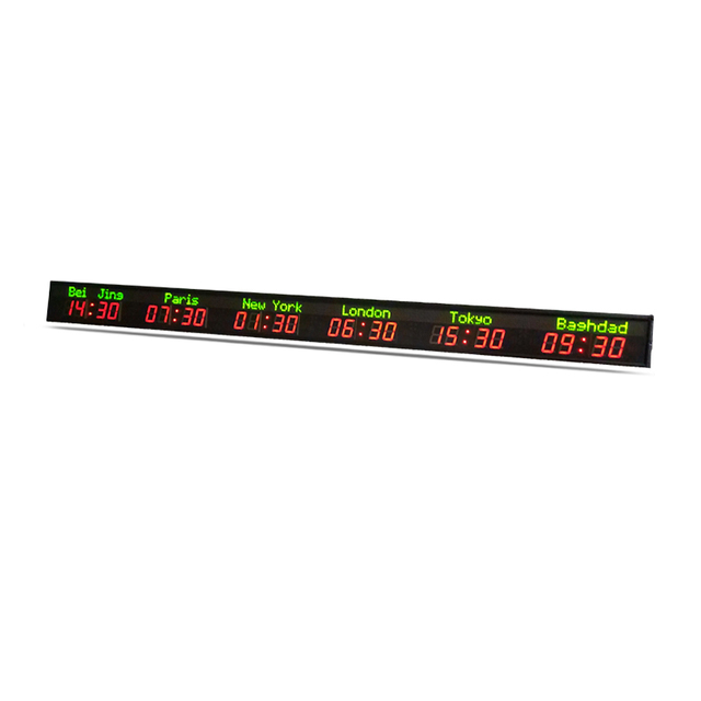 LED World Clock Glass Time Zone Wall Led Digital Display World Clock Hotel Word Clock Led