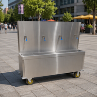 Station d'hydratation mobile en acier inoxydable, distributeur d'eau portable pour événements en plein air, chariot avec roues et robinets multiples