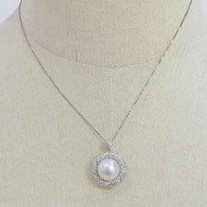 Conjunto de Anillo y Colgante de Plata S925 con Perla Redonda Grande de 11-12 mm, Joyería de Plata Gruesa y Elegante, Joyería de Dos Piezas - Product Image 4