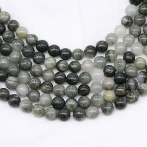 Cuentas de Piedra Naturales Verdes en Forma de Sombrero de Paja, Redondas de 8mm, para Hacer Pulseras, Cuentas Sueltas al por Mayor ST0120 - Product Image 1