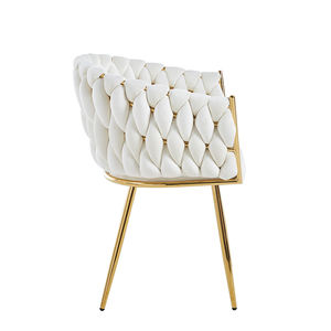 Bán nóng khung vàng màu be phòng ăn ghế kim loại hiện đại chân bọc nhung trắng dệt Ghế ăn cho nhà hàng nhà bếp - Product Image 3