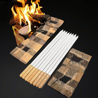 Brochettes à kebab en acier inoxydable de 1 pouce de large avec manche long pour le camping en plein air et les barbecues