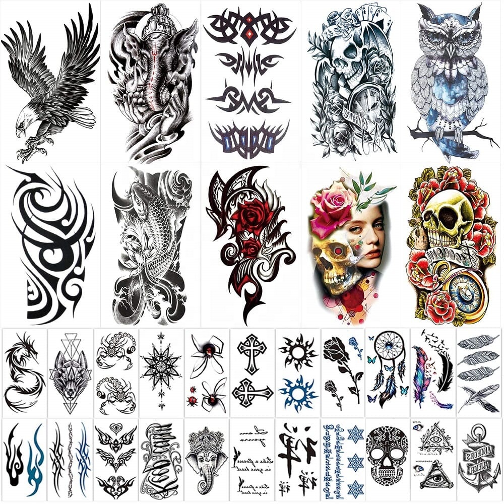 Oem Full Arm Waterproof Temporary Tattoo Sticker Henna Tatoo Men Face Sticker Design