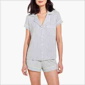 Cozy Women's <b>Pajamas</b> Set Knitted Cotton & Bamboo Breathable Soft Summer Sleepwear Customizable Lounge Wear - Product Image 1