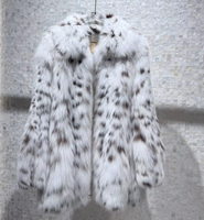 Manteau en fourrure de bobcat véritable pour femme, veste en fourrure naturelle tachetée, manteau en vraie fourrure mi-long, vêtements chauds d'hiver
