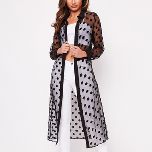 Delle signore di buona qualità più il formato polly nero del puntino di polka della maglia del vestito - Product Image 2