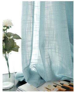 Đầy màu sắc trong suốt Trắng Sheer rèm cửa <span class=keywords><strong>Net</strong></span> <span class=keywords><strong>Voile</strong></span> Faux Linen kết cấu cho phòng khách - Product Image 3