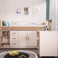 Lit superposé avec bureau et armoire intégrés, lit de rangement multifonctionnel pour petit appartement, gain de place