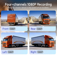 Dashcam 4G 4-Kanal untuk Truk/Mobil dengan WiFi BSD MP5 Monitor Jarak Jauh 1080P GPS Penglihatan Malam Layar Sentuh Perekam Video