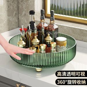 Rotating Condiment Rack Round Transparent Green L Size With Metal Lid For Kitchen Storage Oil Salt Soy Sauce Vinegar Spice - Product Image 4