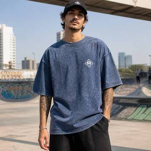 T-shirt Personalizzata con Logo, 100% Cotone 240gsm, Pesante, da <span class=keywords><strong>Uomo</strong></span>, Stile Streetwear Vintage, Lavaggio Acido, Oversize, Maglietta Bianca, Produttore - Product Image 6