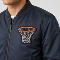 Patch personnalisé pour panier de basket brodé thermocollant avec bordure 3D Merrow pour veste, OEM