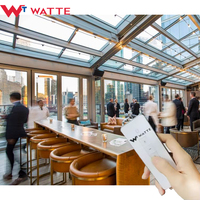 Auvent coulissant électrique rétractable en verre pour terrasse extérieure, restaurant/café, couverture de protection contre le soleil et la pluie pour maison, plat pour café