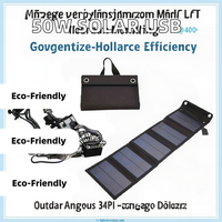 Panel Solar Plegable de 50W, Cargador Solar Monocristalino Portátil con 20% de Alta Eficiencia para Camping, RV y Suministro de Energía al Aire Libre