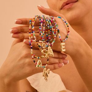 Đầy Màu sắc đính cườm Vòng cổ 26 chữ cái Vòng cổ đồng mạ món quà sinh nhật Vòng cổ - Product Image 4