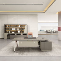 Ensemble de bureau de direction en bois en forme de L, design moderne et luxueux, avec panneaux écologiques, mobilier de bureau