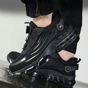 Chaussures de sécurité pour hommes, à bout en acier, anti-écrasement, anti-perforation, respirantes, pour le travail, l'industrie de la construction, à lacets, tube moyen - Product Image 2