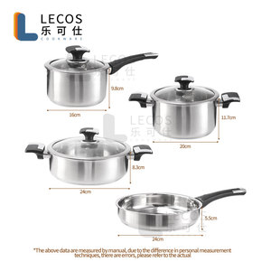 Lecos Nhà cung cấp nhà máy OEM/ODM đồ dùng nhà bếp Cookware Set nấu ăn cảm ứng thép không gỉ Pot Set với Bakelite xử lý - Product Image 6