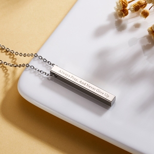 Fascino In Argento Personalizzato di Ispirazione Inciso Personalizzato <span class=keywords><strong>Nome</strong></span> <span class=keywords><strong>Scritta</strong></span> Laser In Acciaio Inox Bar Pendente Della Collana Dei Monili - Product Image 5